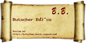 Butscher Bács névjegykártya